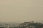 African Dust Covers Athens’ Acropolis