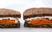 Carrot &amp; Goat Cheese Sandwiches With Green Olive Tapenade