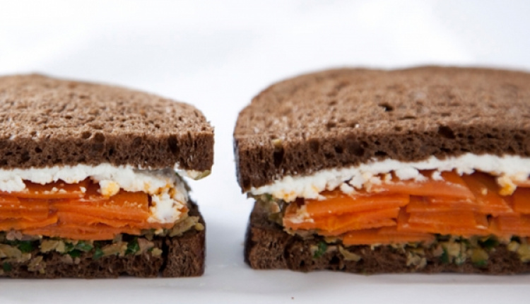 Carrot & Goat Cheese Sandwiches With Green Olive Tapenade
