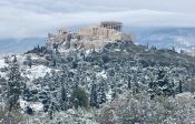 Amazing Aerial Views Of Snow-Covered Acropolis