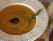 Carrot Soup With Kalamata Olive Paste