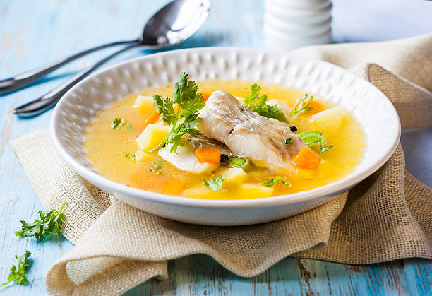 Fish soup with cod and vegetables