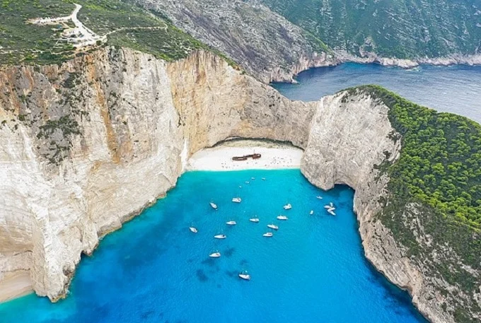 Navagio Beach Zakynthos Greece credit dronepicr cc2 wikimedia