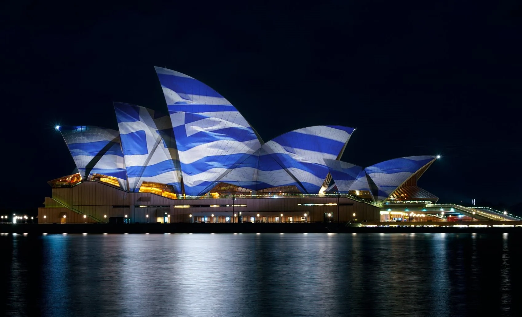 Opera house Greek flag Greece 1