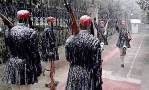 Changing Of The Guard Goes On Despite Weather Conditions