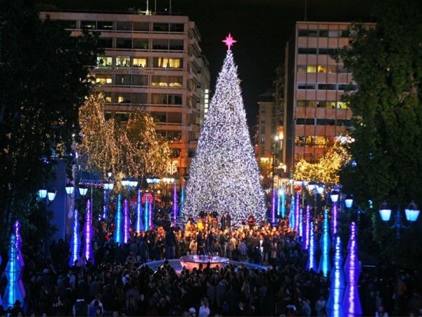 Christmas Tree Lighting In Syntagma Square