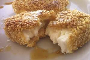 Fried Feta With Sesame Seeds And Honey