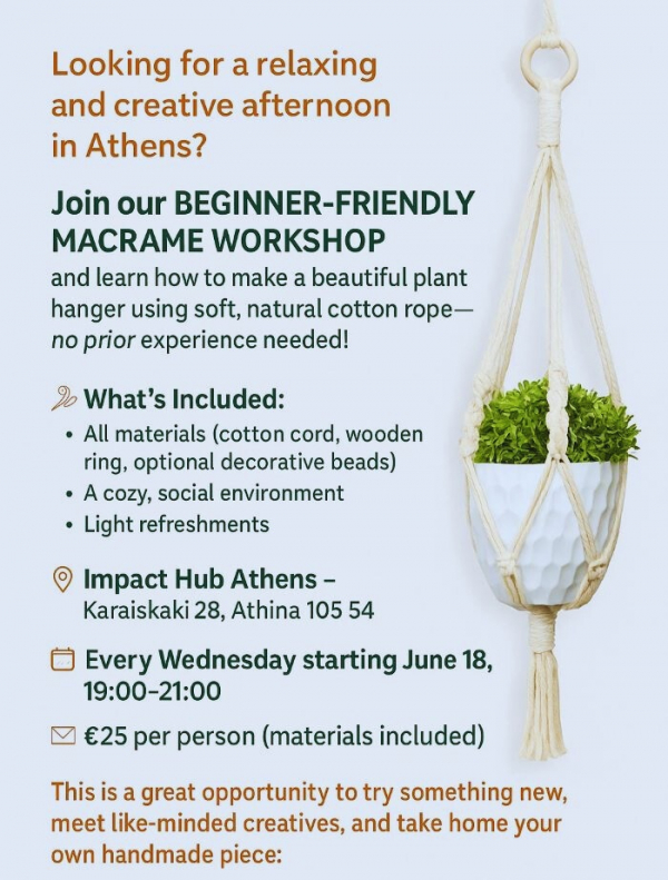 Macrame Plant Hanger Workshop – Create, Relax & Take Home Your Art