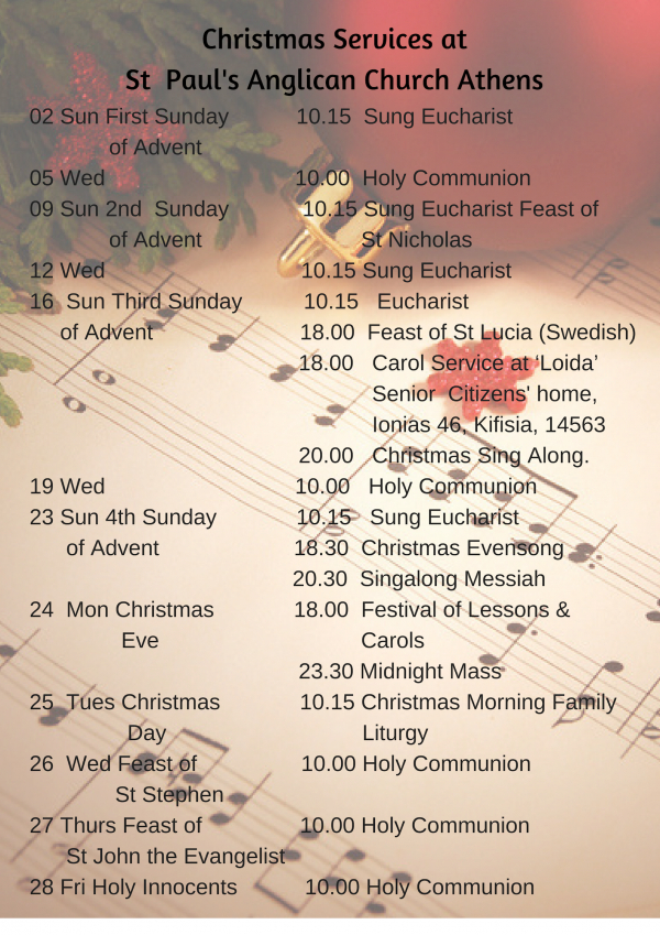 Christmas Services At St Paul's Anglican Church