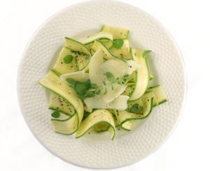 Raw Zucchini Salad w/ Mastiha Oil, Graviera Cheese