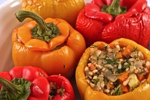 Fat Free Vegan Greek Rice Stuffed Peppers Recipe