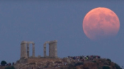 Watch The Full Moon Rise Over Athens' Cape Sounion