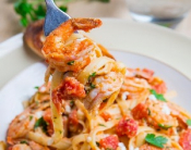 Shrimp Linguine In A Tomato And Feta Sauce