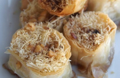 Kataifi Yanniotiko - Nut-Stuffed Shredded Wheat Rolls