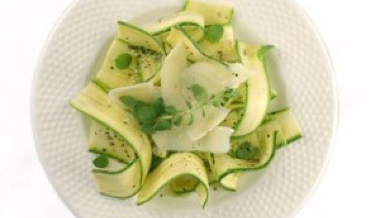 Raw Zucchini Salad w/ Mastiha Oil, Graviera Cheese