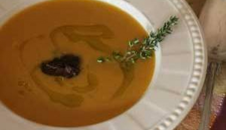 Carrot Soup With Kalamata Olive Paste